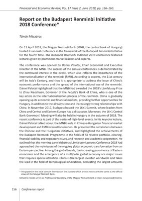 Sampul Dokumen PDF - Laporan Mengenai Persidangan Inisiatif Renminbi Budapest 2018: Analisis Pengantarabangsaan RMB dan Peranan Strategik Hungary