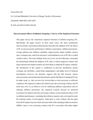 PDF Belge Kapağı - Enflasyon Hedeflemesinin Makroekonomik Etkileri: Ampirik Literatür Taraması