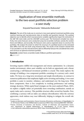 Copertina documento PDF - Metodi ad Ensemble di Alberi per l'Ottimizzazione di Portafogli a Due Asset: Un Caso di Studio sul Machine Learning